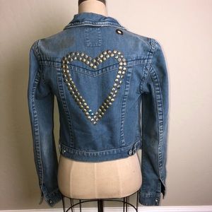 Great Free people heart studded jean jacket, S